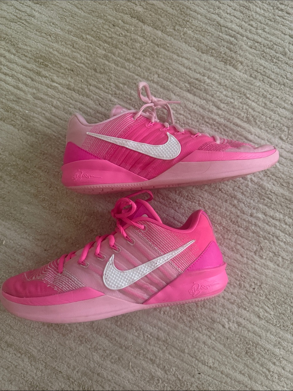 Nike Women’s custom Hot Pink basketball shoes with White Swoosh